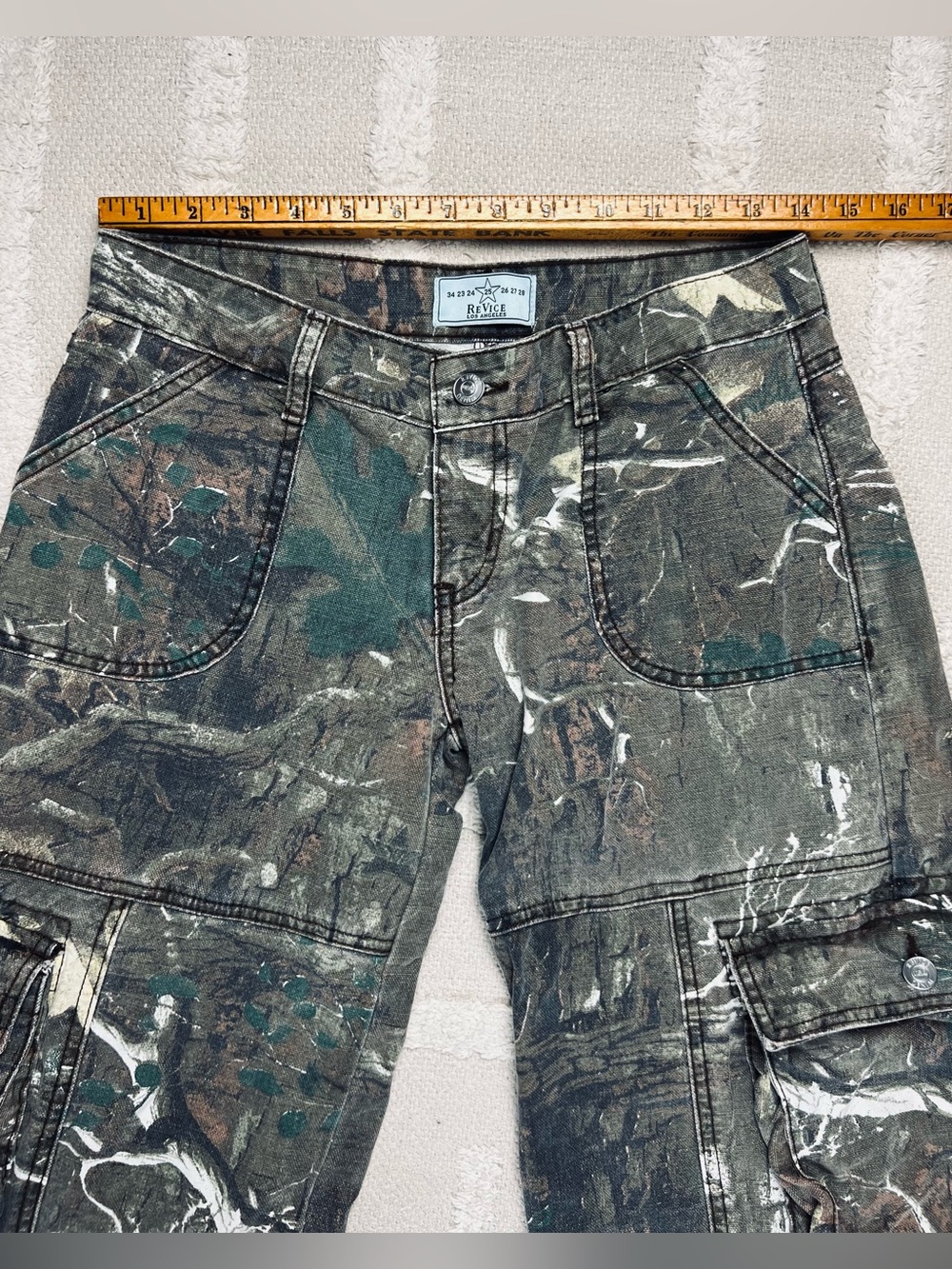 REVICE Denim Amelia Pant Oakland Cargo Pants Low Rise Revice Camo Pants Size 25 - Picture 8 of 15